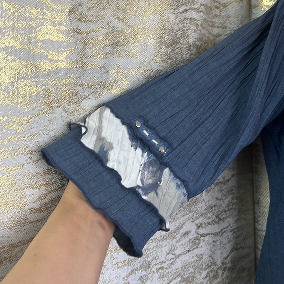 Vintage🧚‍♀️Vex Collection Blue Denim Like Pleated Blazer Size EU 46 - Picture 5 of 12